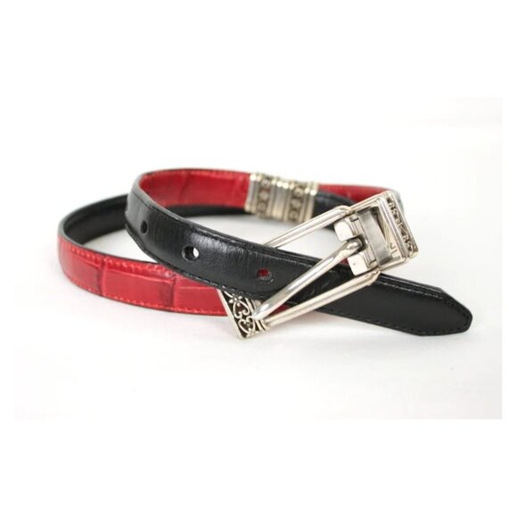 Unbranded Accessories - vintage reversible belt women's   black and red   silver tone Size L/34
